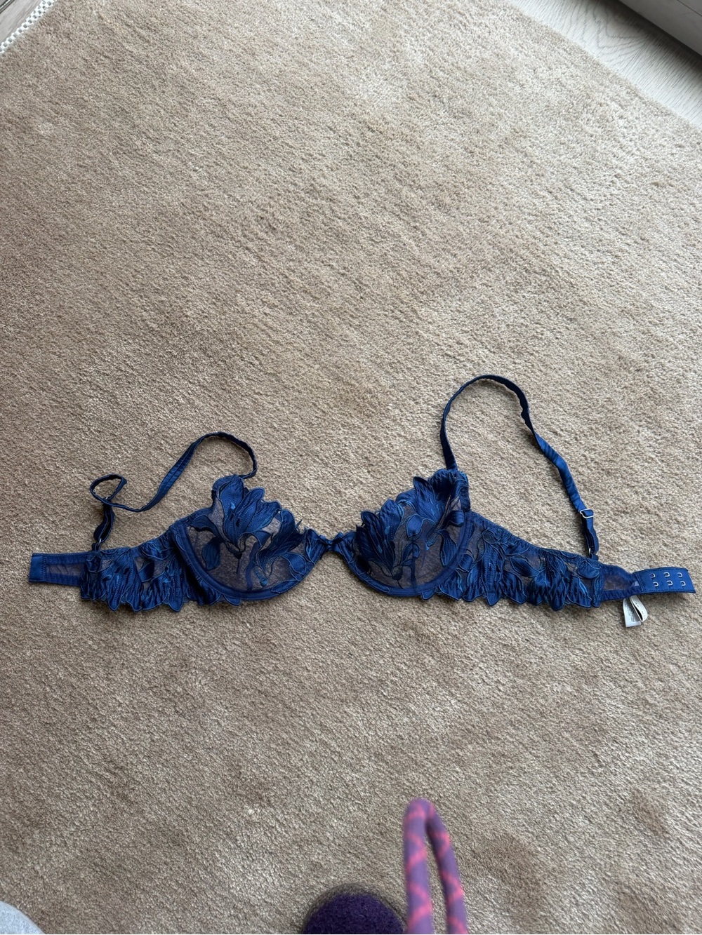 Fleur du Mal Royal Blue Embroidered Underwire Bra